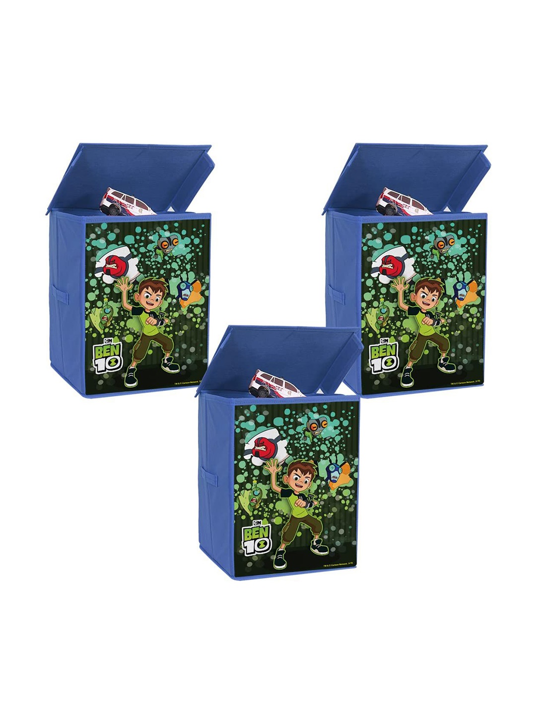 

prettykrafts Blue & Green 3 Pieces Ben Printed Reusable Multi-Utility Organisers