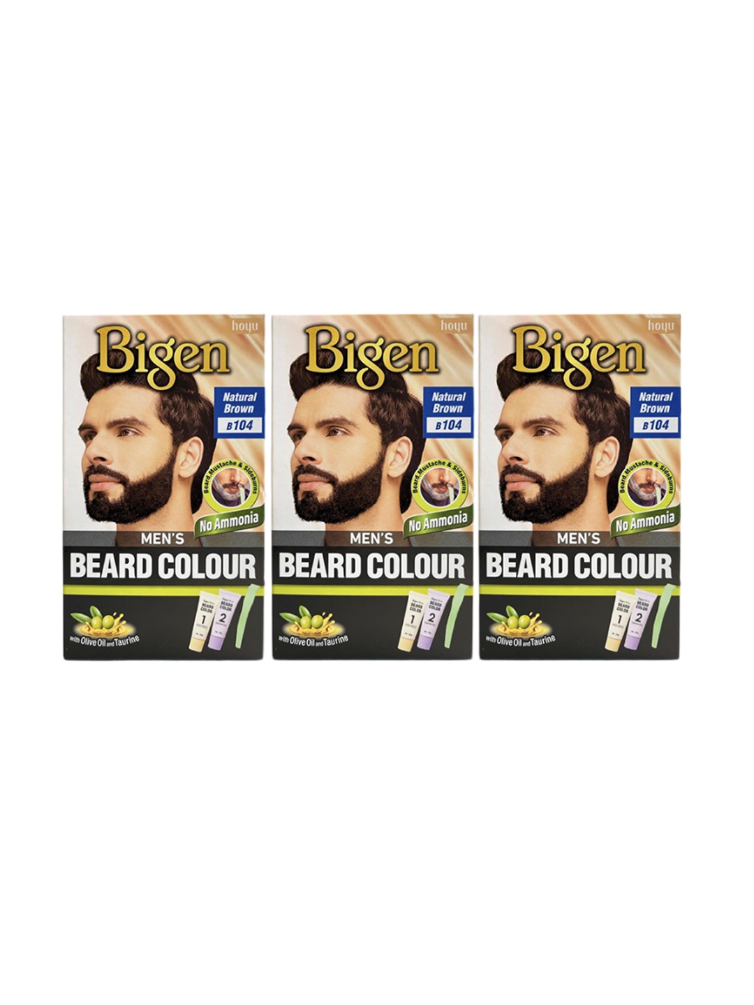 

Bigen Set Of 3 Beard Colour- Natural Brown B 104- 40g Each