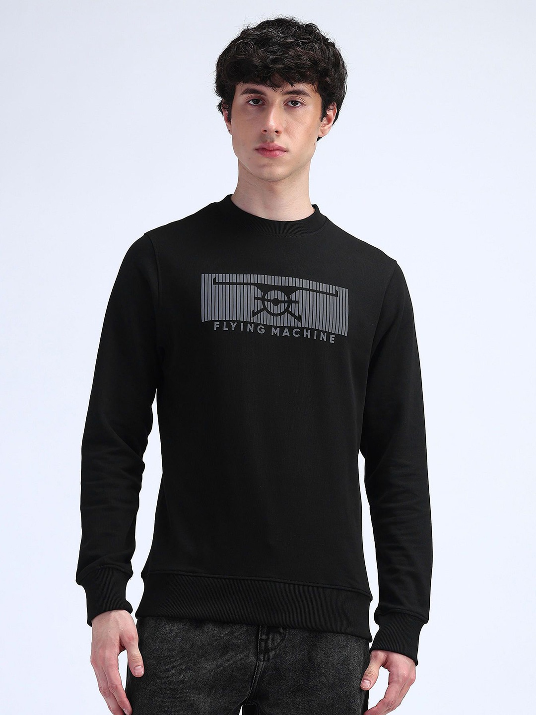 

Flying Machine Men Printed Sweatshirt, Black