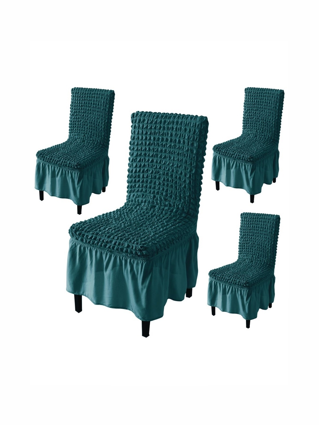 

HOKIPO Teal Green 4 Pieces Stretchable Chair Cover with Frill