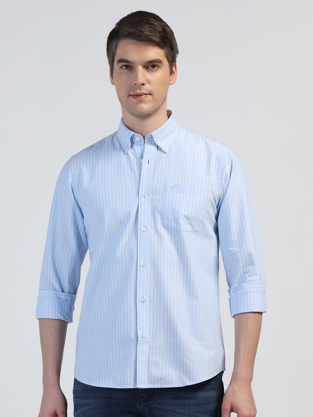 

Blackberrys Men Slim Fit Multi Stripes Opaque Striped Casual Shirt, Blue