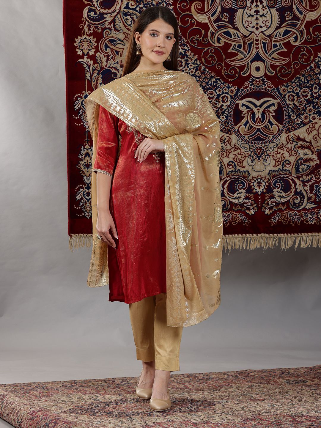 

AURELIA Printed Dupatta, Gold