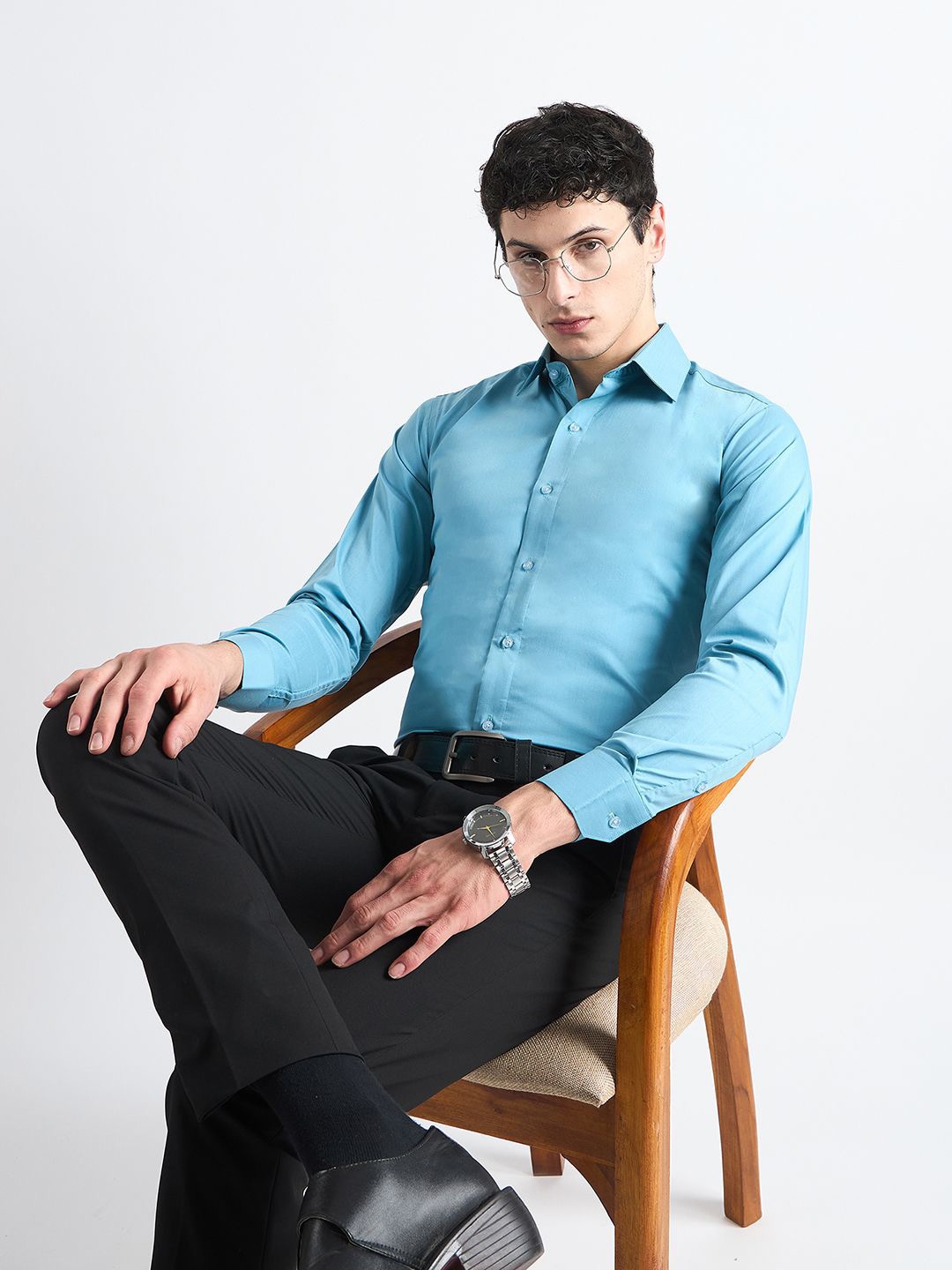 

all yours Men Classic Opaque Casual Shirt, Teal
