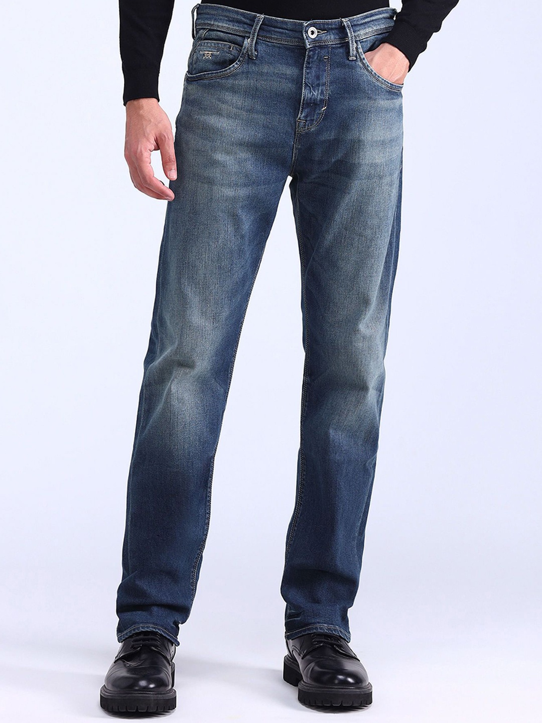 

Flying Machine Men Straight Fit Mid-Rise Stretchable Jeans, Blue