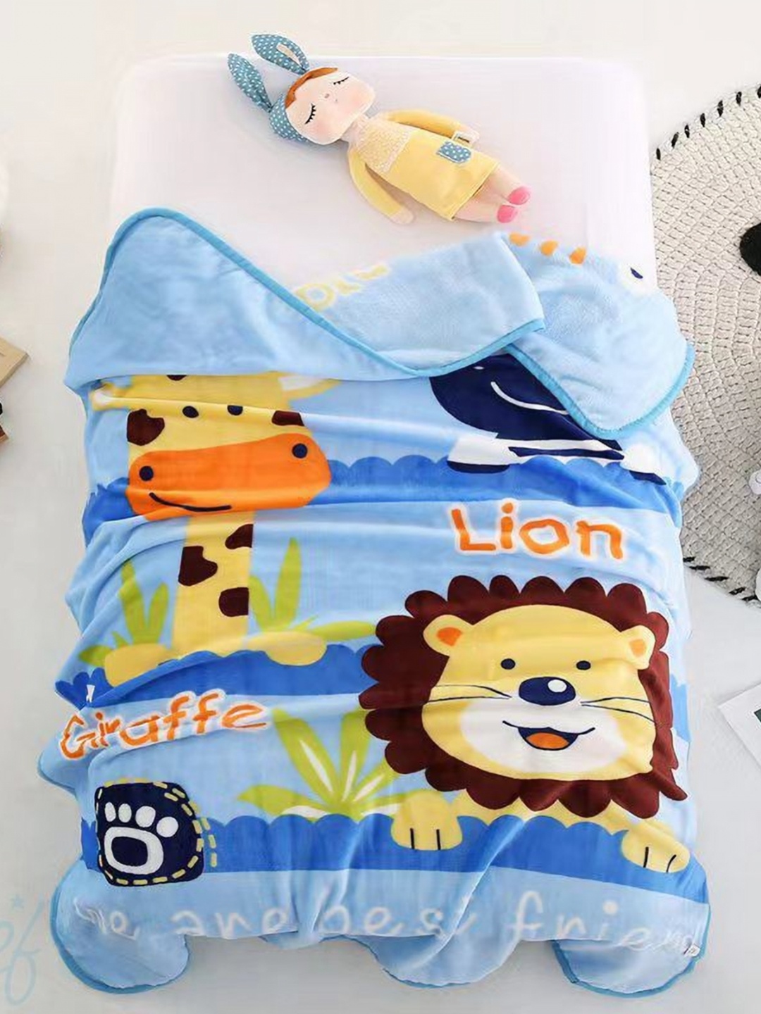 

Butterthief Blue & Yellow Cartoon Characters AC Room 210 GSM Single Bed Blanket