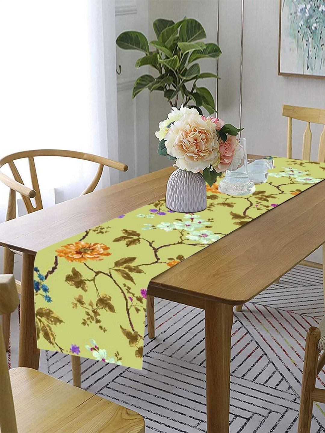 

Lushomes Green & Brown Floral Printed Rectangular Table Runner