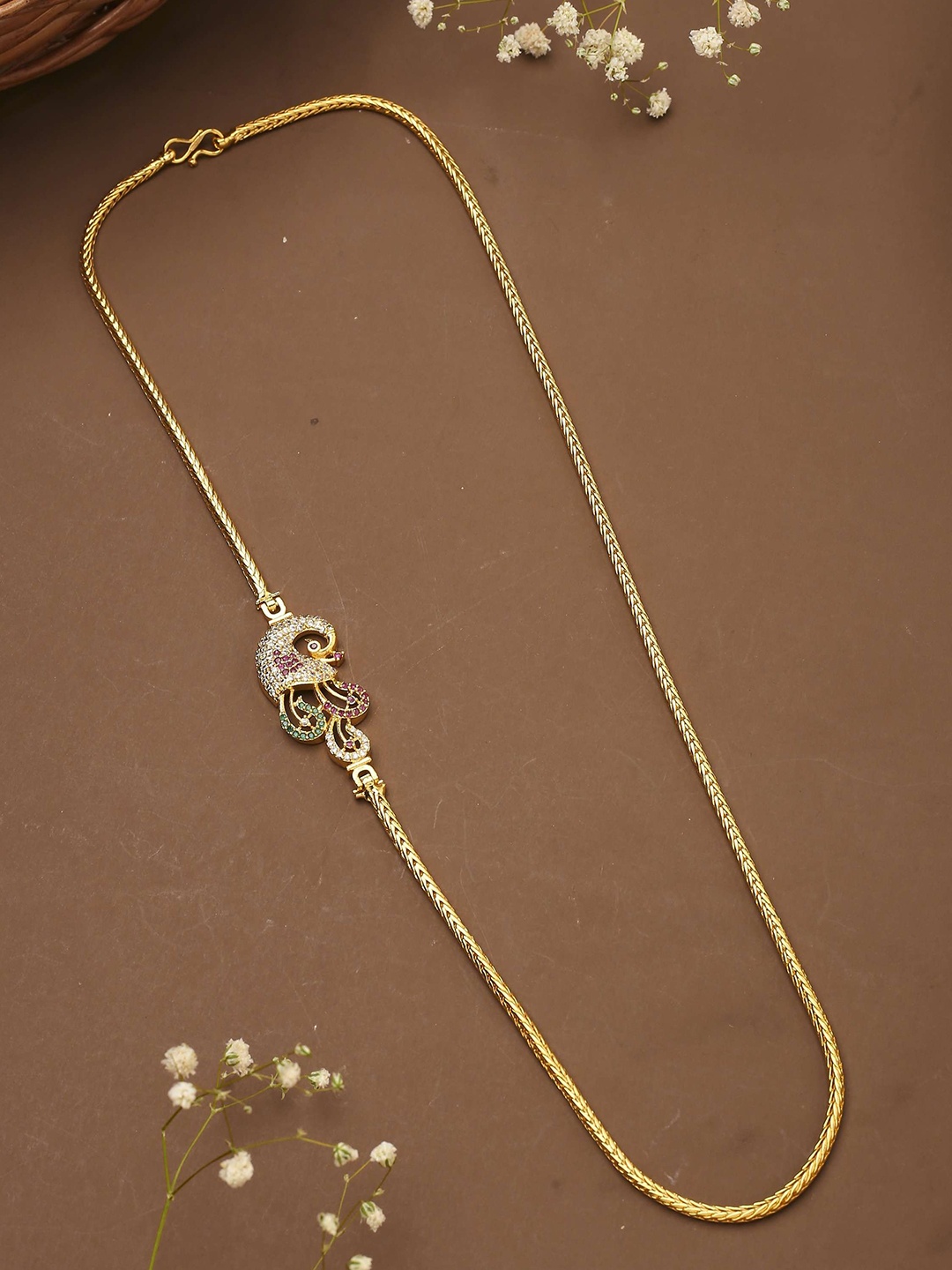 

Mirraw Gold-Plated Swan Shaped Stone Studded Necklace