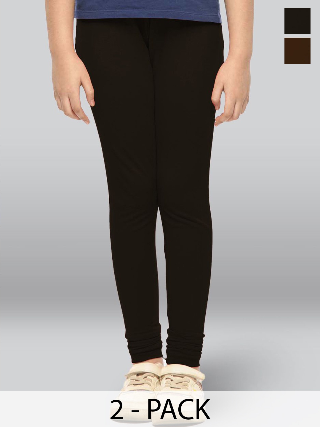 

LYRA Girls Pack Of 2 Cotton Ankle-Length Leggings, Brown