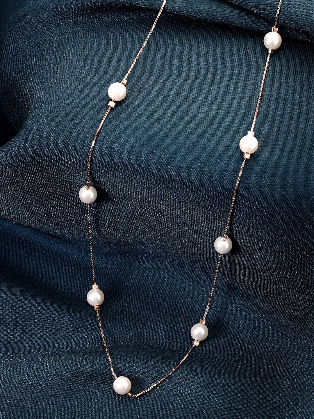 

PANASH 925 Sterling Silver Rose Gold-Plated Shell Pearls Necklace