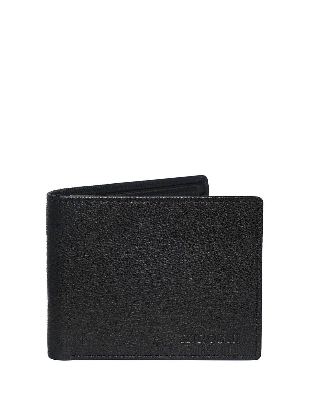 

HIROSHI Men Cut Work Leather Two Fold Wallet, Black