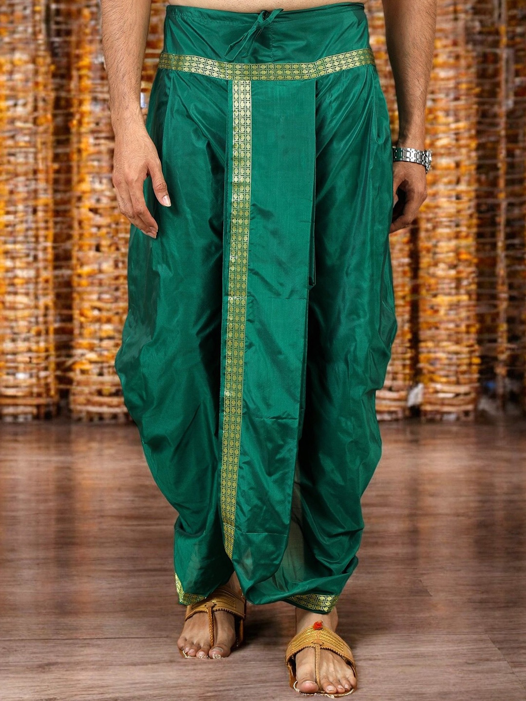 

TATTVA Men Solid Dhotis, Green