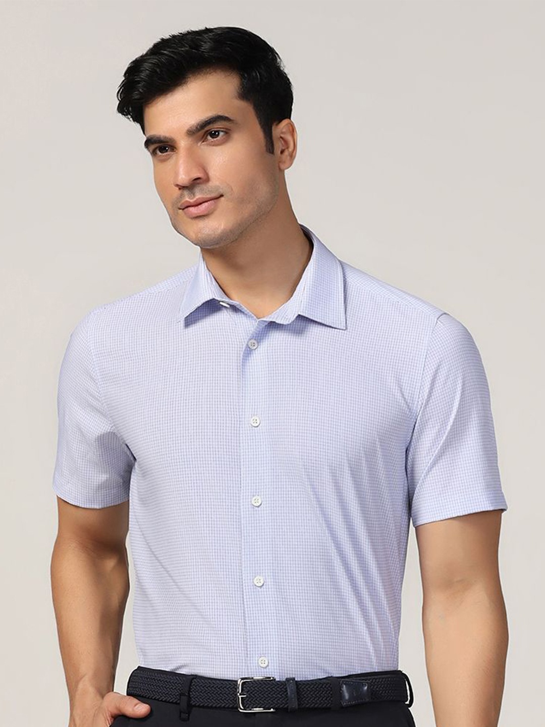 

Blackberrys Men Slim Fit Opaque Checked Casual Shirt, Blue