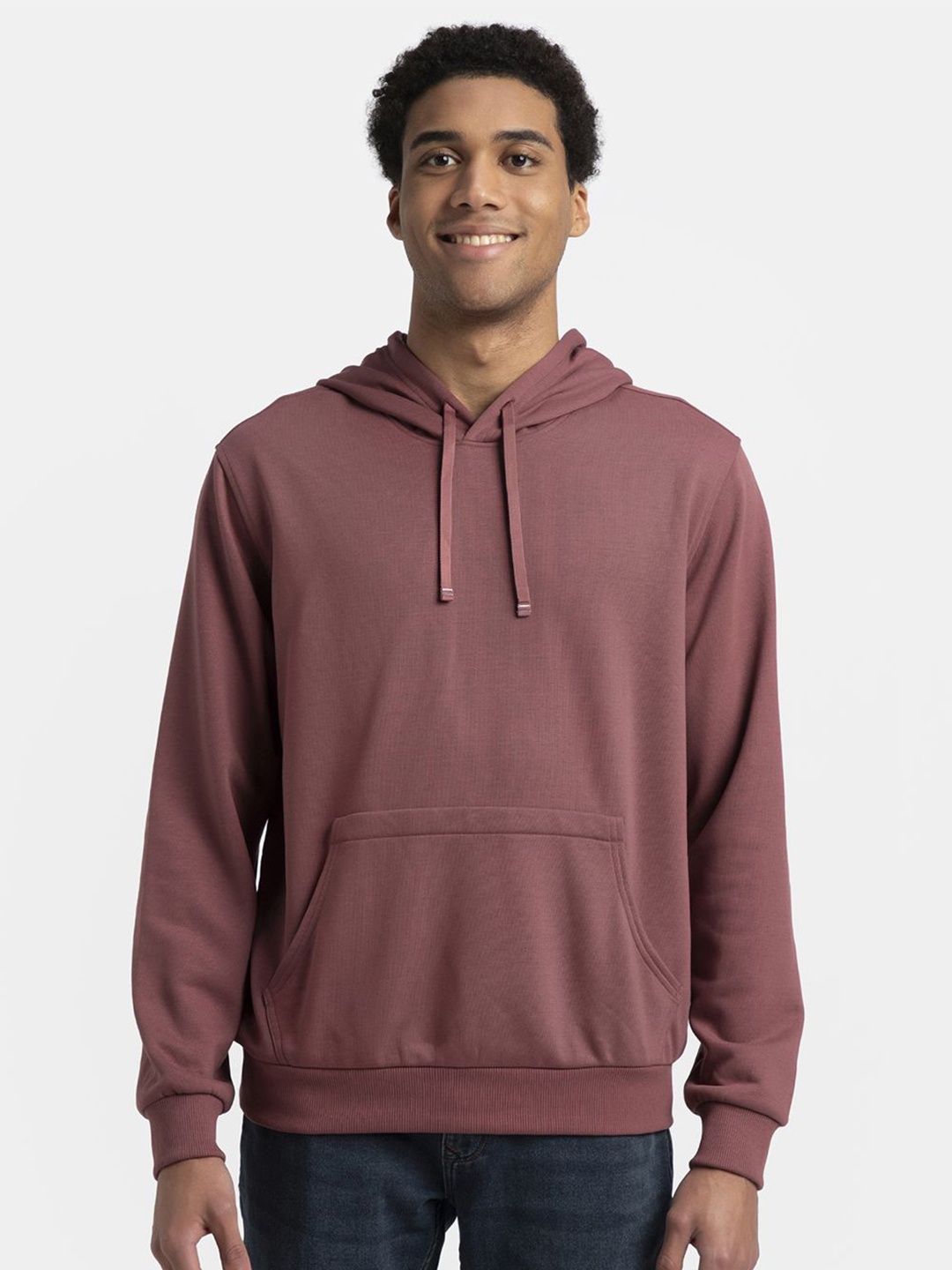 

Jockey Super Combed Cotton Rich French Terry Hoodie Sweatshirt with Ribbed Cuffs-UM54, Red