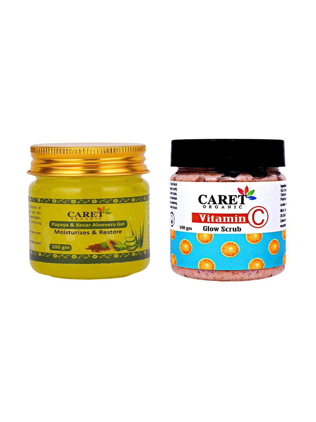 

CARET ORGANIC Set Of 2 Aloevera Gel -100g & Vitamin C Glow Scrub-100g, White