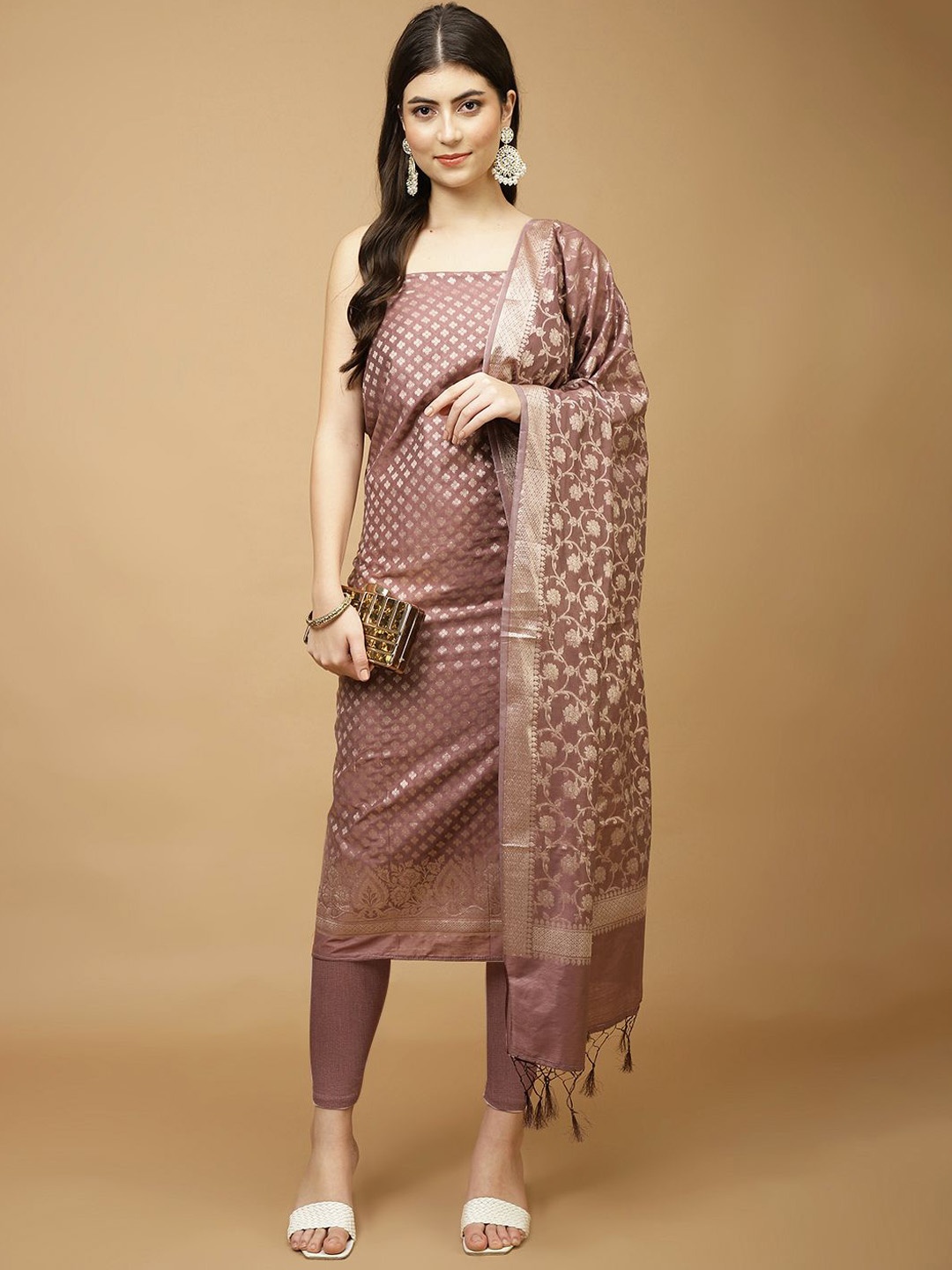 

Meena Bazaar Art Silk Unstitched Dress Material, Purple