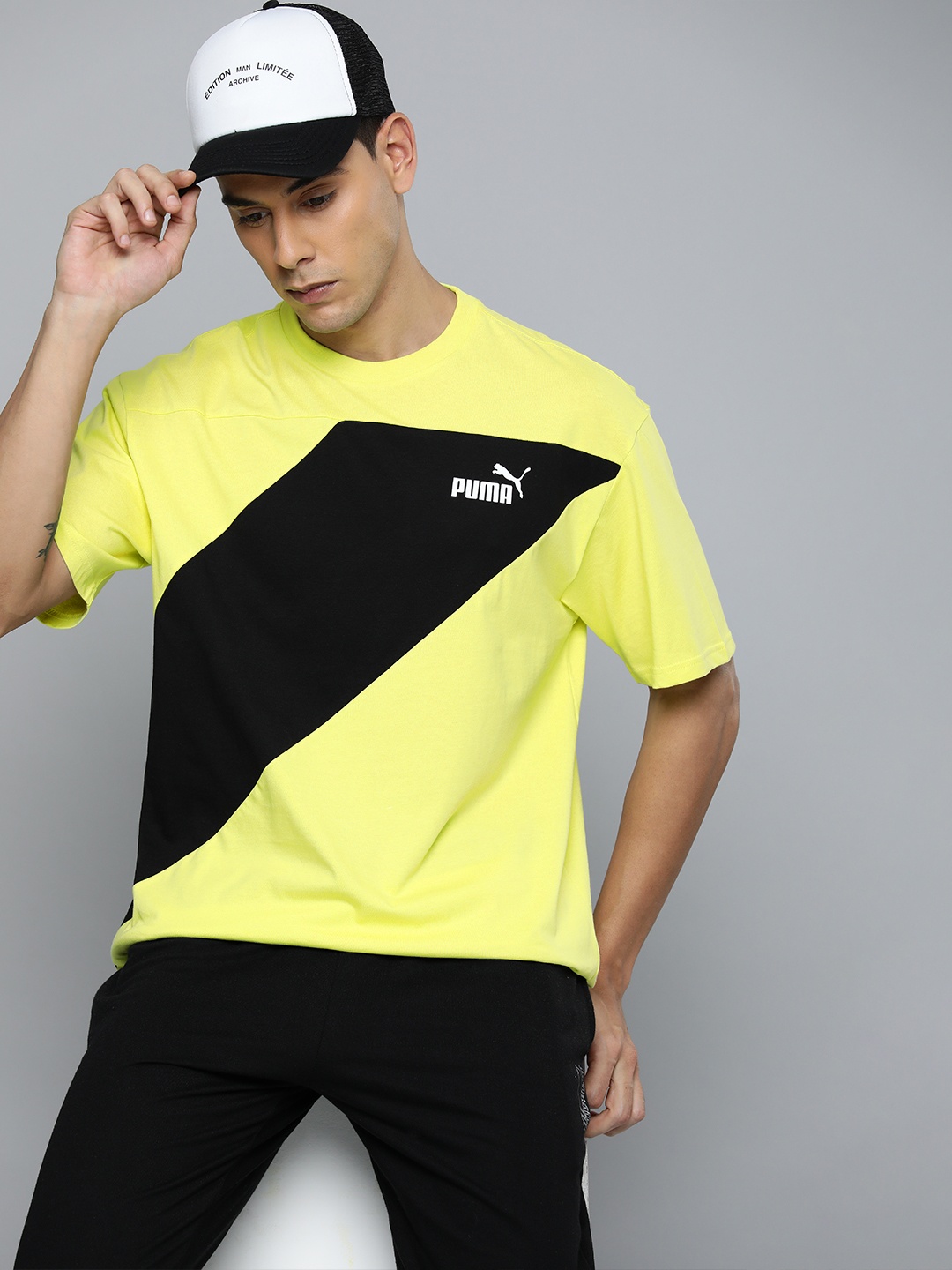 

Puma Pure Cotton Relaxed Fit POWER Colorblock Outdoor T-shirt, Green