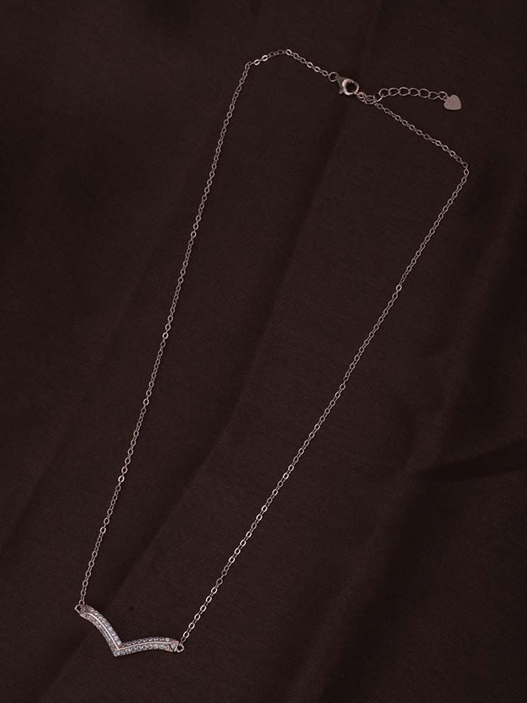 

PALMONAS Stainless Steel Gold-Plated Cubic Zirconia Boomerang Necklace