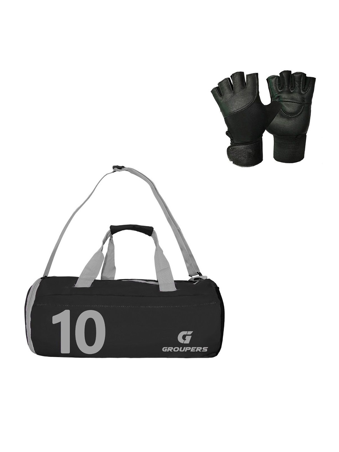 

GROUPERS Medium Foldable Sports Duffel Bag With Gloves, Black