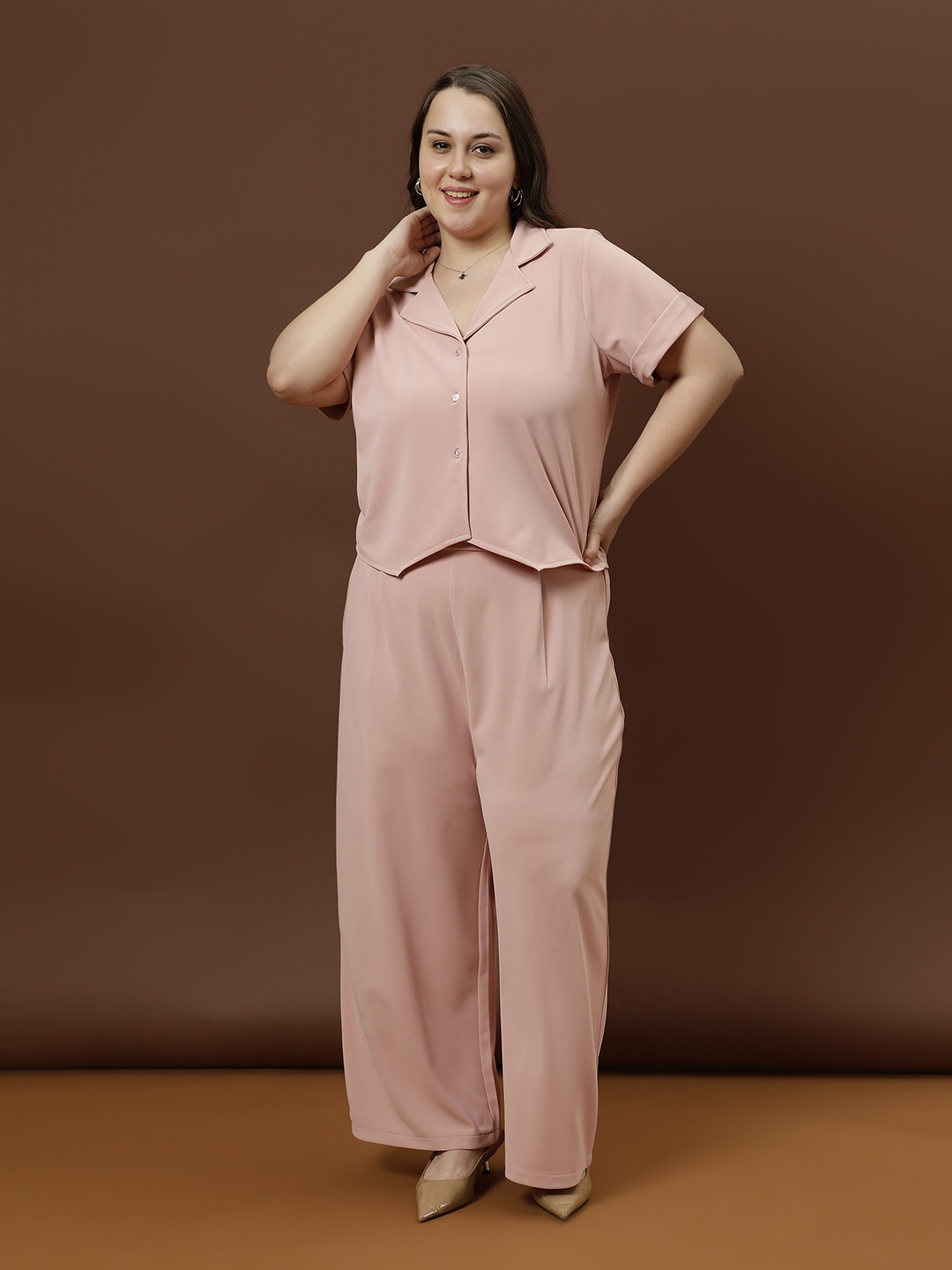 

Athena Ample Top With Trouser Co-Ords, Pink