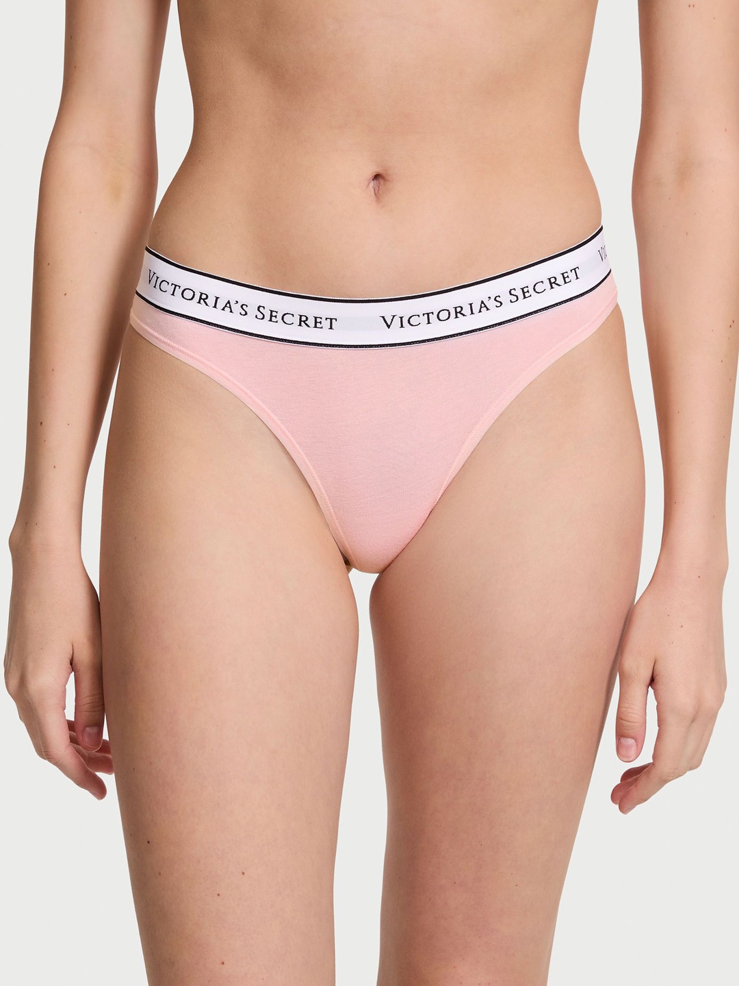 

Victoria's Secret Women Brand Logo Seamless Thong Briefs, Pink