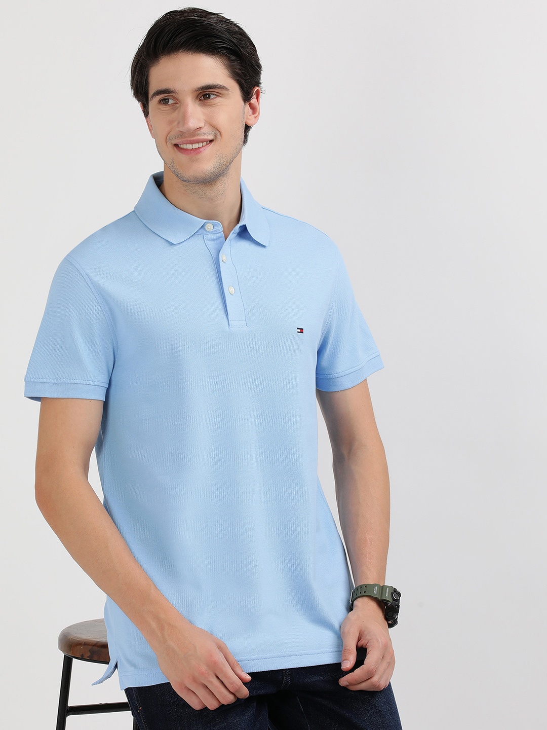 

Tommy Hilfiger Men Polo Collar Pockets Slim Fit T-shirt, Blue