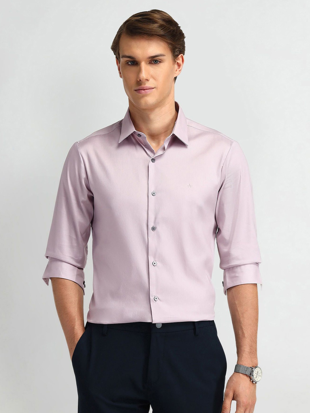 

Arrow New York Men Modern Slim Fit Opaque Formal Shirt, Pink