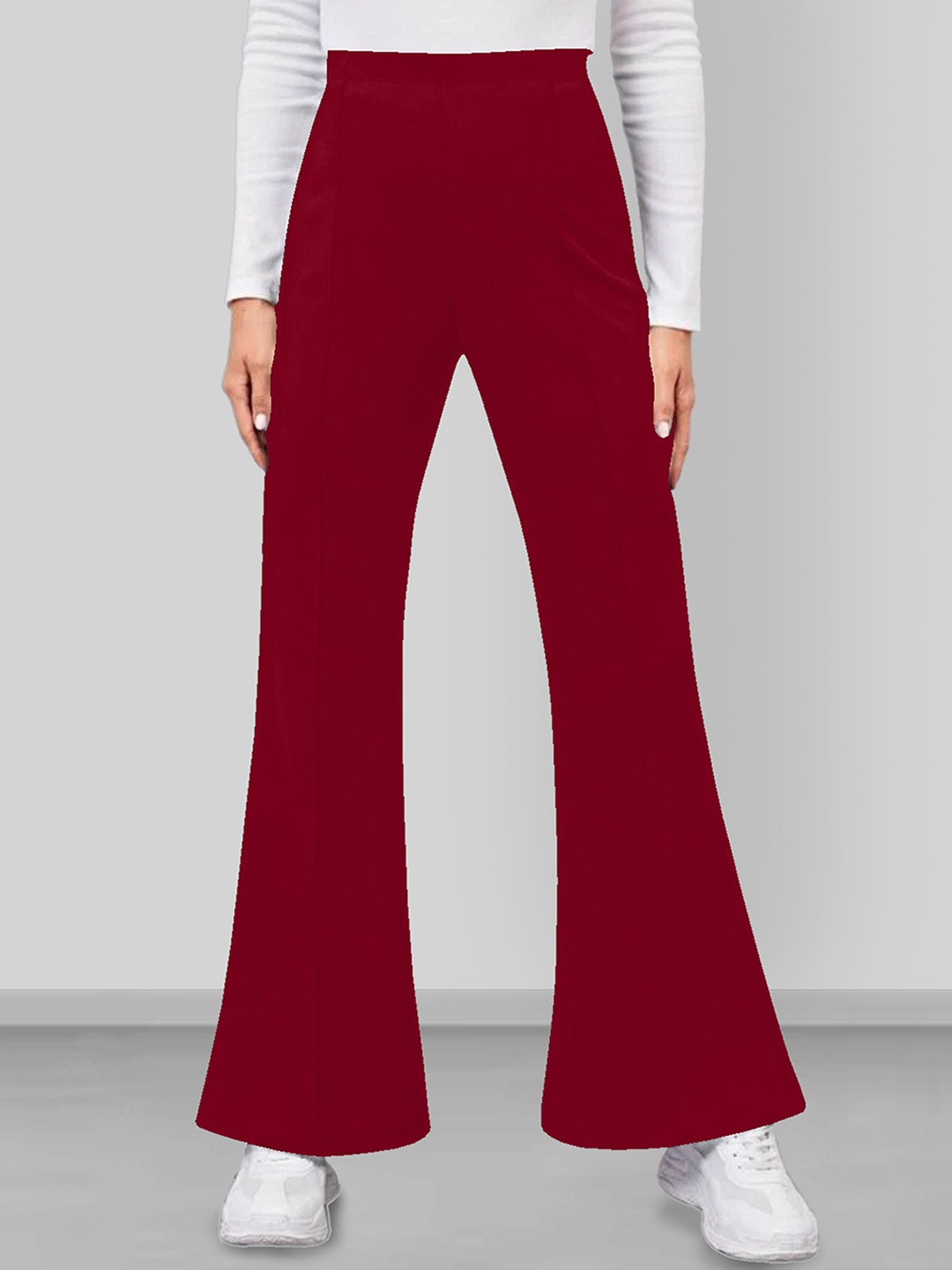 

Dream Beauty Fashion Trouser-18-Dhoni Women Flared Bootcut Trousers, Maroon
