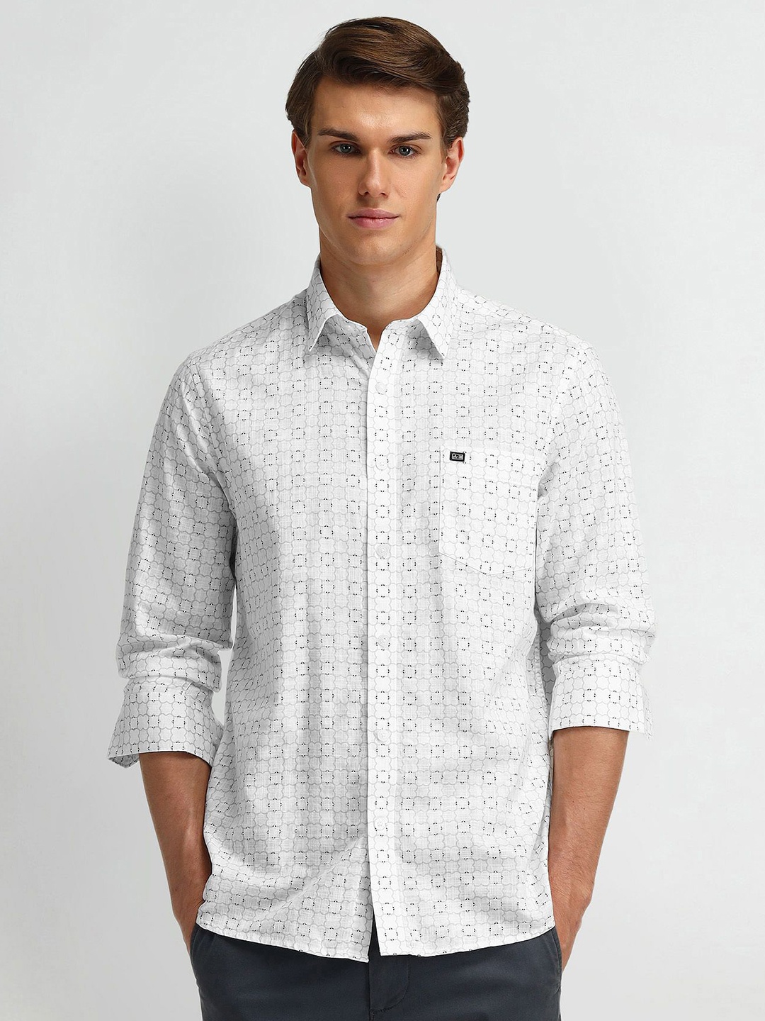 

Arrow Sport Men Modern Slim Fit Opaque Printed Casual Shirt, Grey