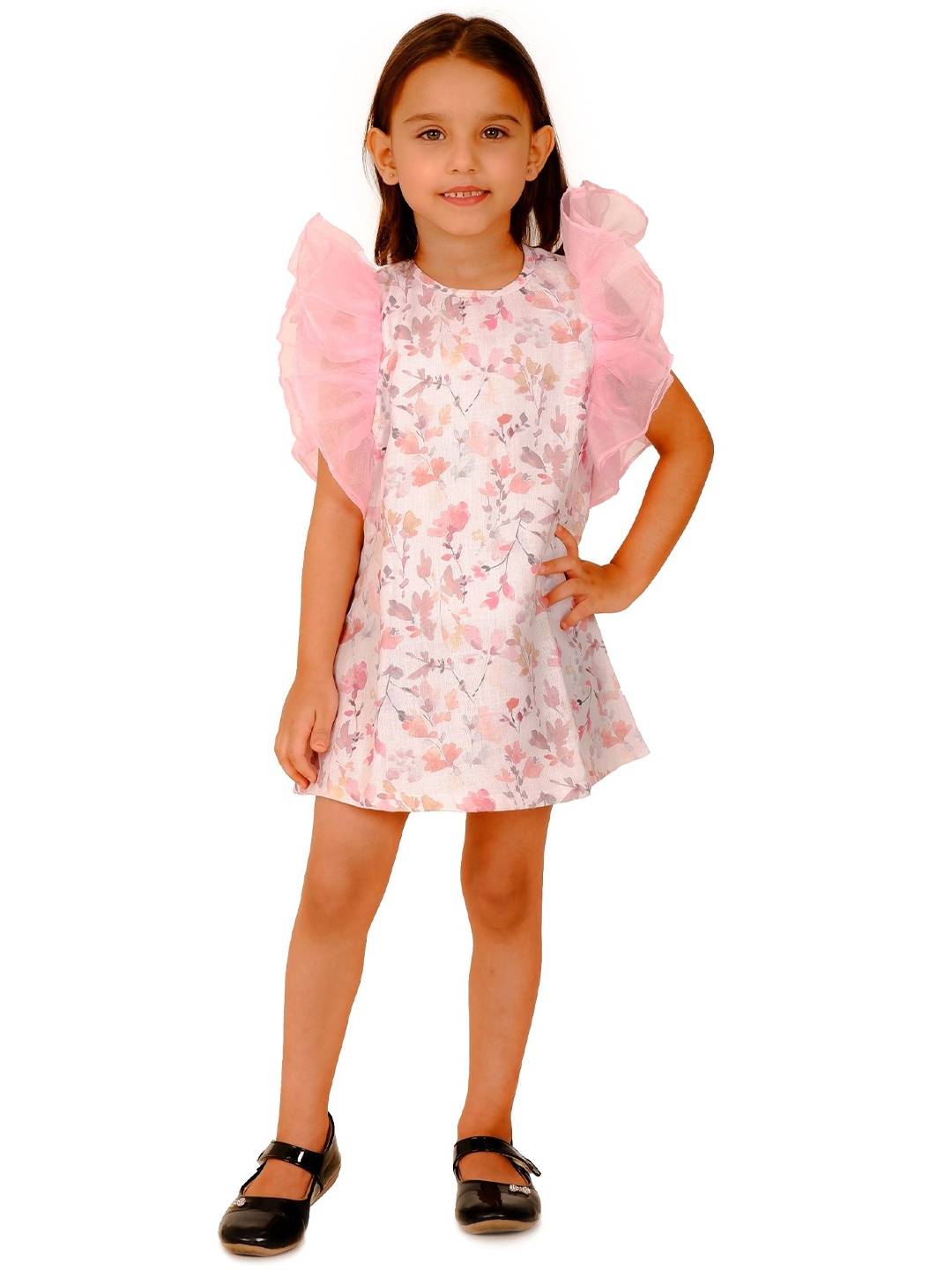 

Kiddorama Girls Floral A-Line Dress, White