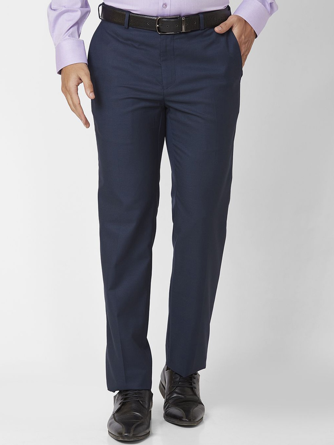 

Raymond Men Mid Rise Regular Fit Formal Trousers, Blue