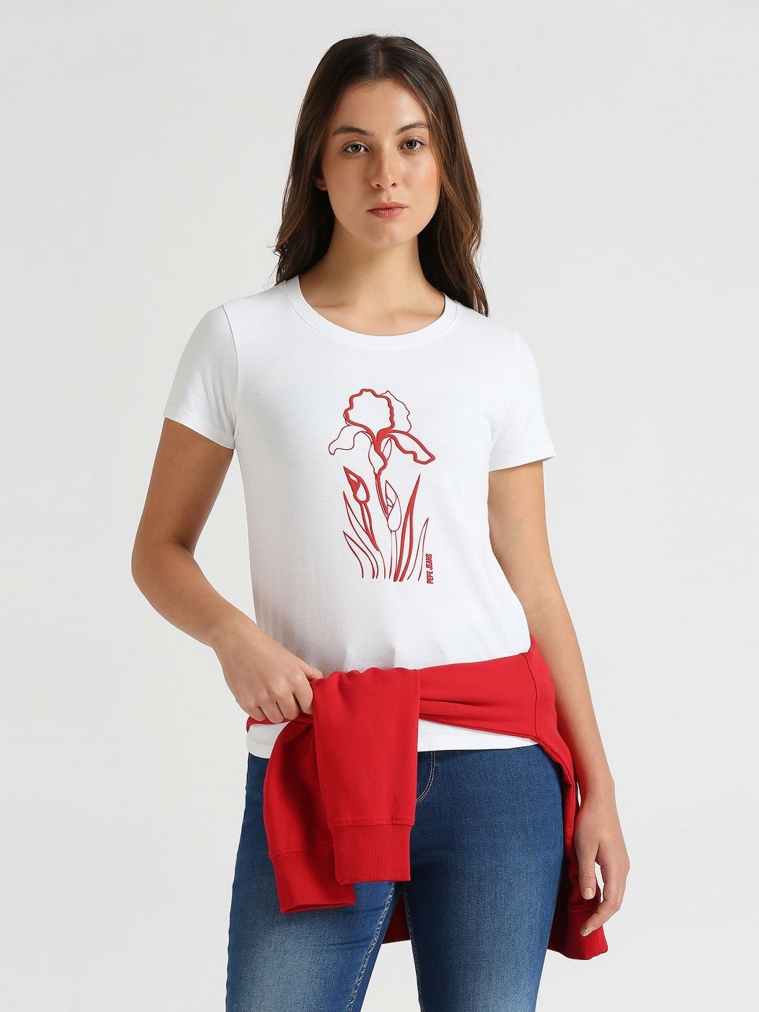 

Pepe Jeans Women Printed Pure Cotton T-shirt, White