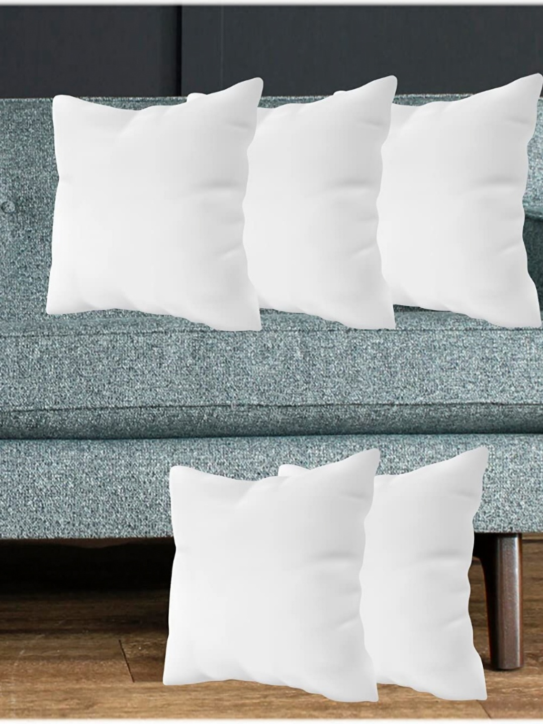 

Vendola Off White & Green 5 Pieces Floral Square Cushion Covers