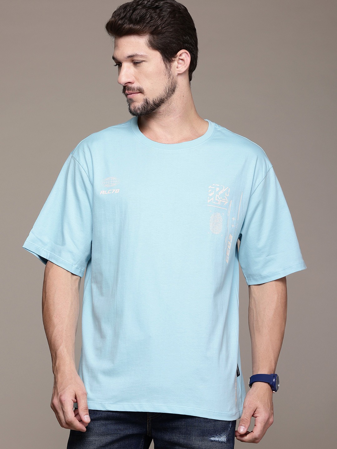 

The Roadster Lifestyle Co. Men Typography Printed Relaxed Fit Pure Cotton T-shirt, Blue
