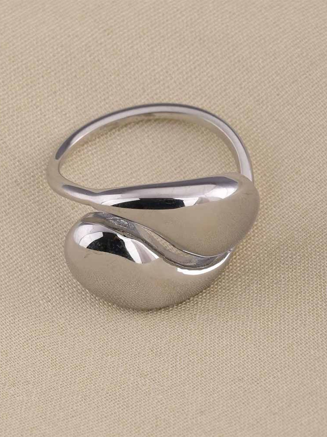 

PALMONAS Sliver Plated Modern Curve Finger Ring, Silver