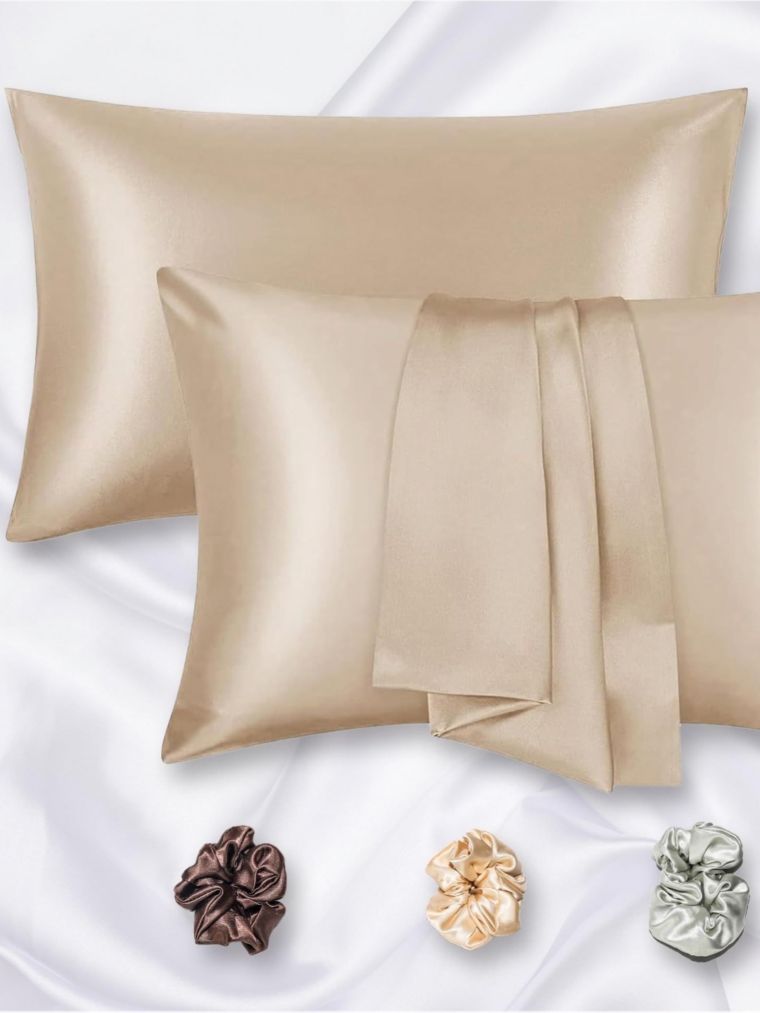 

Vendola Cream-Coloured 2 Pieces Satin Printed Rectangle Cushion Covers