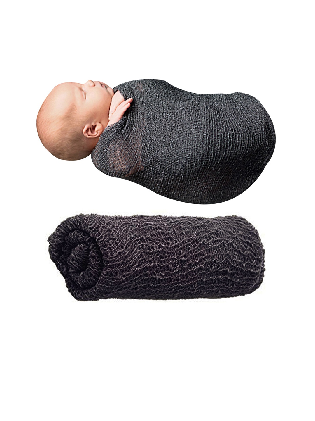 

Babymoon Stretchable Swaddle New Born Baby Photoshoot Props, Grey