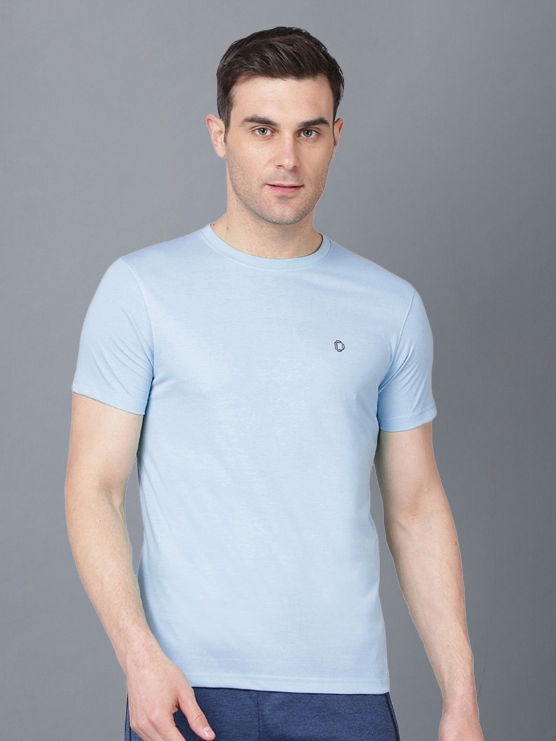 

Dollar Men Cotton Short Sleeves Regular Fit Applique T-shirt, Blue