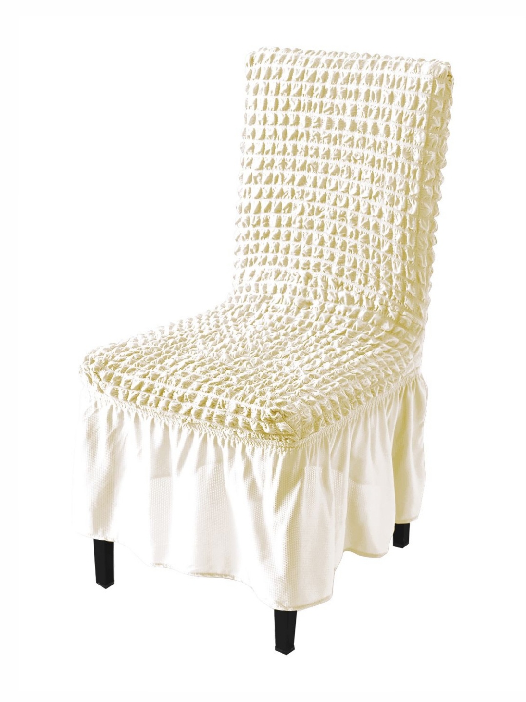 

HOKIPO Cream Bubble Frill Stretchable Chair Cover