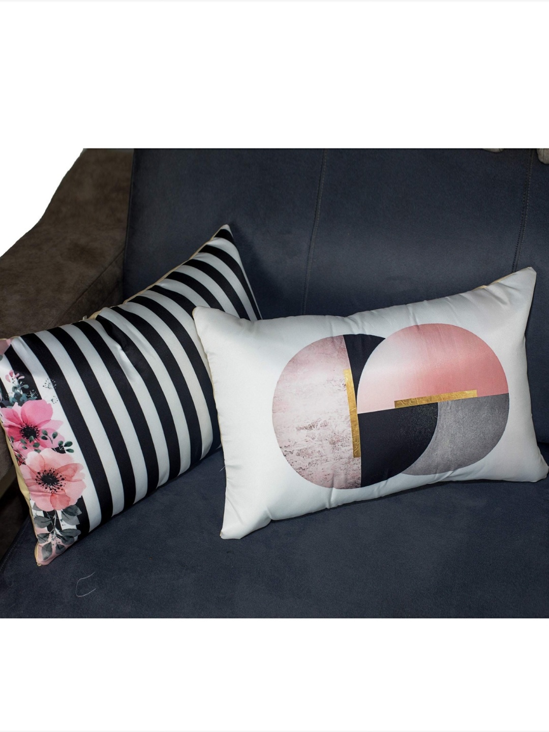 

Vendola Pink & Black 2 Pieces Striped Rectangle Cushion Covers