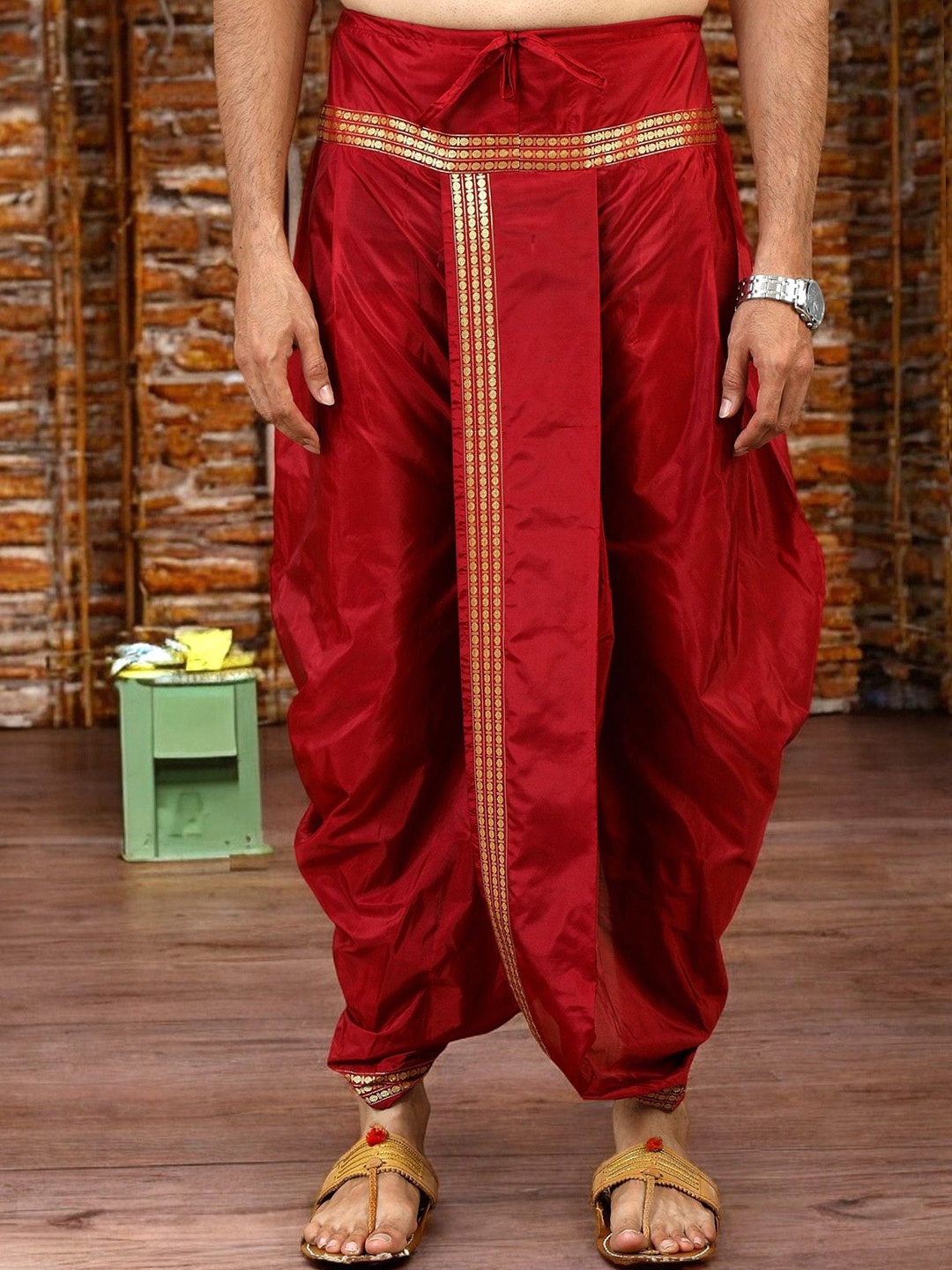 

TATTVA Men Solid Dhotis, Maroon