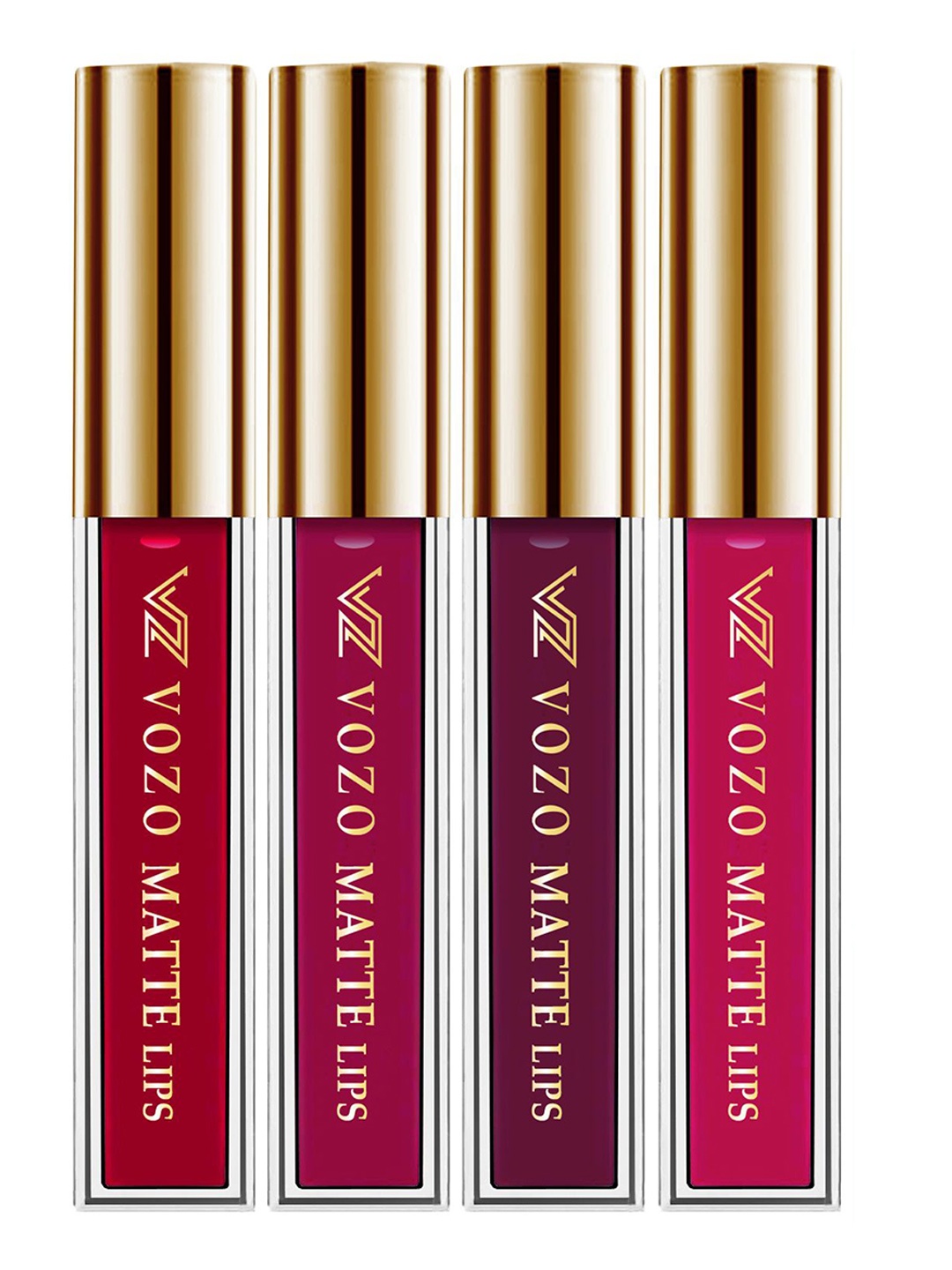 

VOZO Set Of 4 Matte Lips Liquid Lipstick 4 ml Each Shade 104-106-201-204, Red