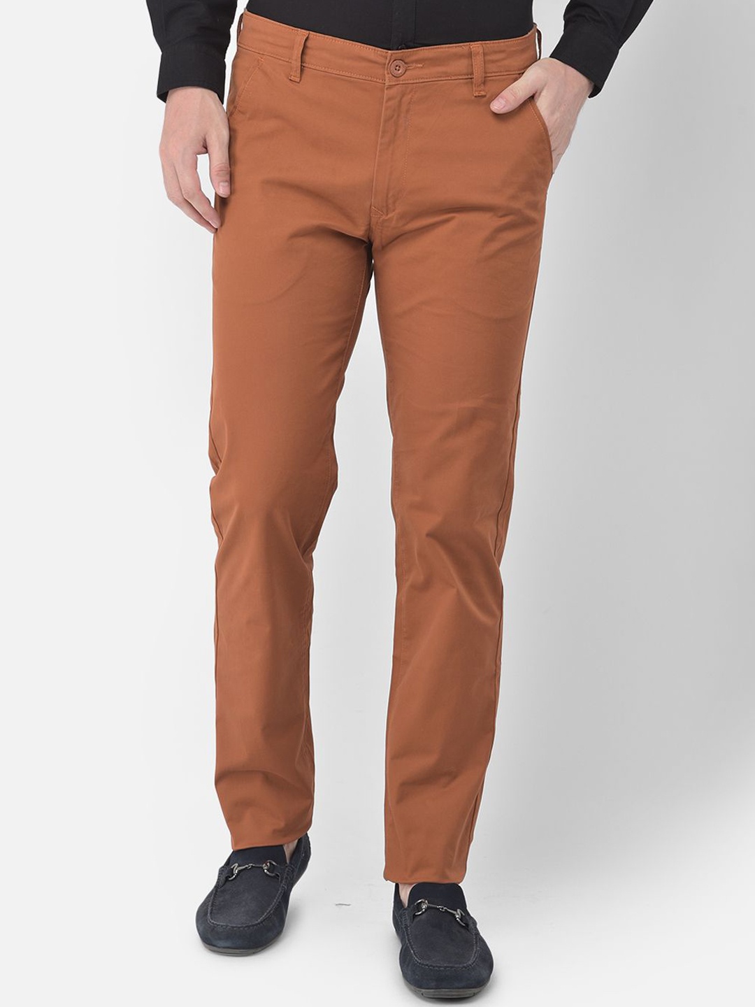 

American Archer Men Smart Slim Fit Wrinkle Free Chinos Trousers, Rust