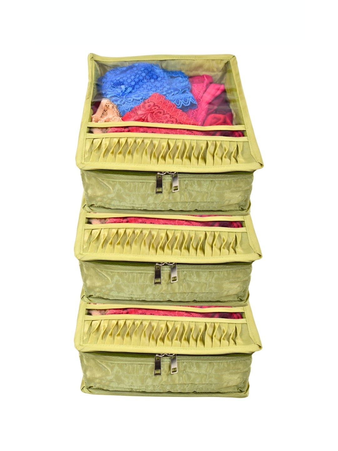 

Ajabh Green 3 Pieces Water Resistant Undergarment Satin Cover Cloth Organisers