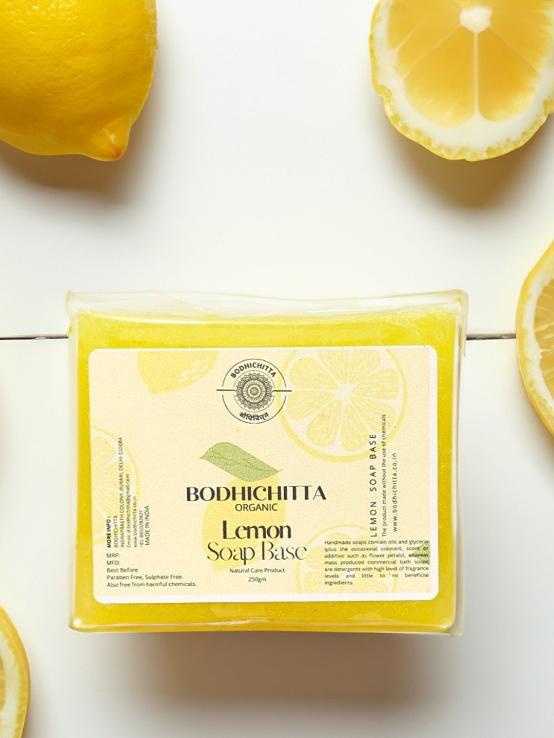

Bodhichitta Organic Lemon Soap Base- 250gm, Yellow
