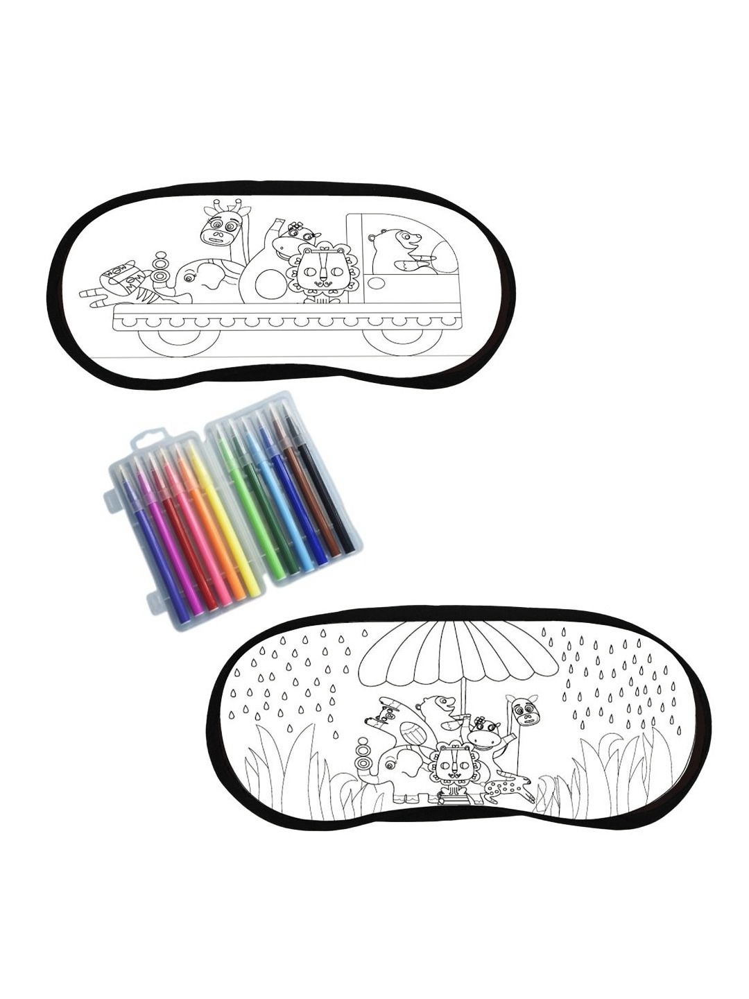 

Indigifts Kids Set Of 3 Eyemask With Magic Pens, White