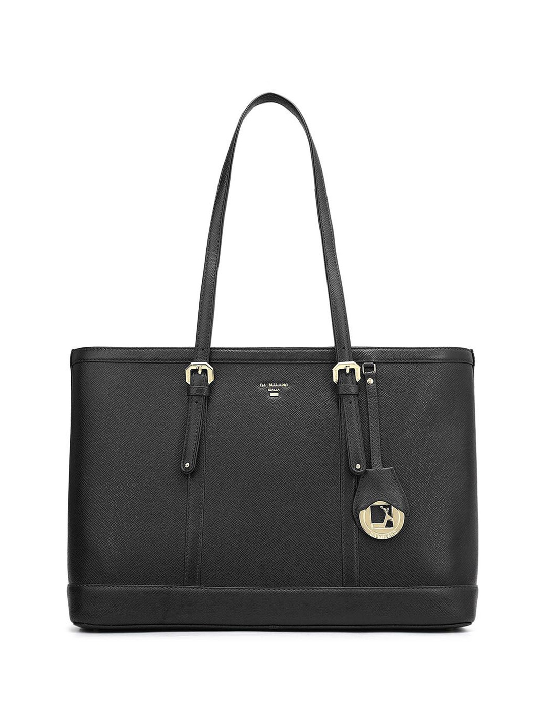 

Da Milano Textured Leather Shopper Tote Bag, Black