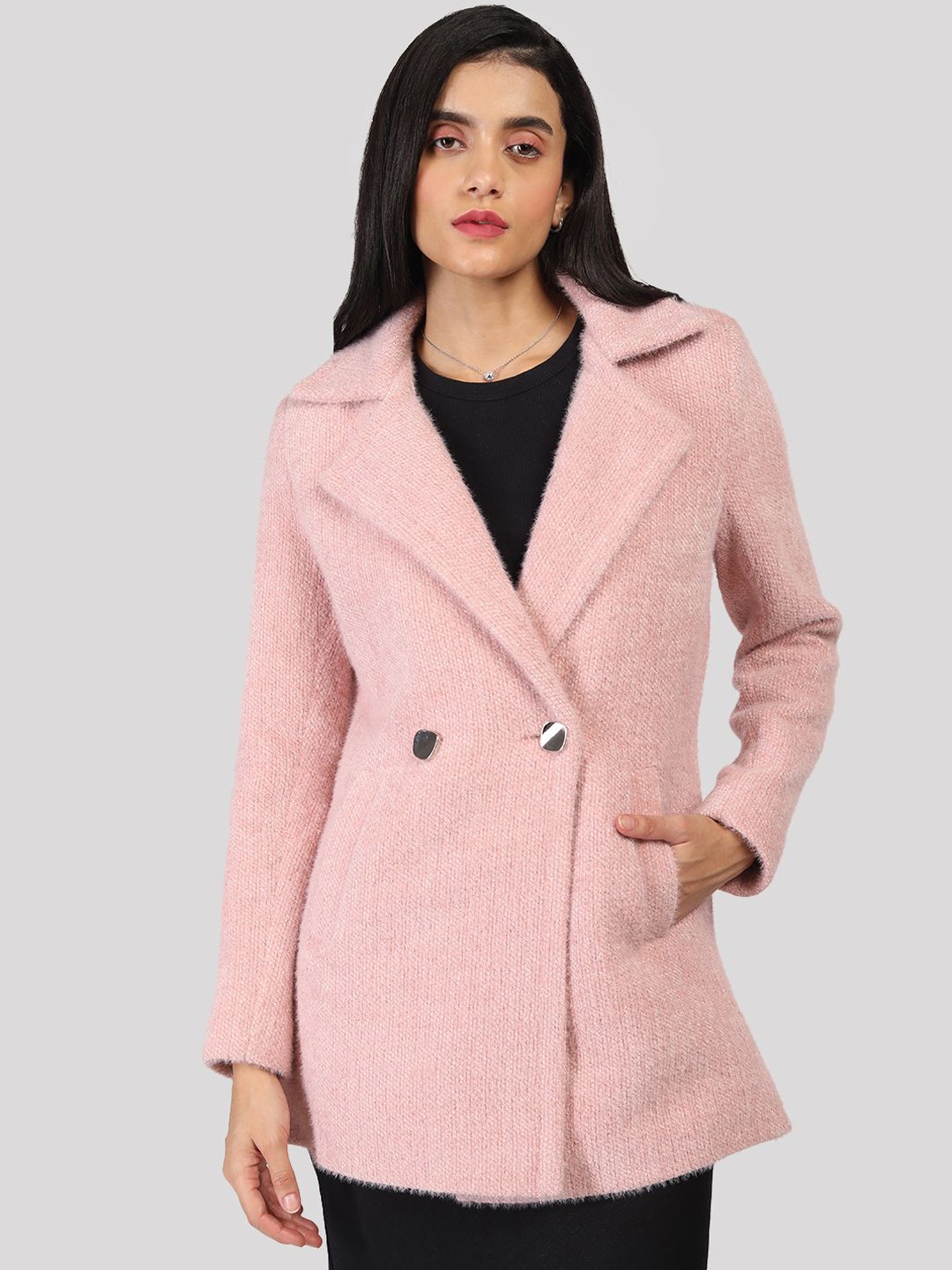 

HONNETE Women Double-Breasted Trench Coat, Pink