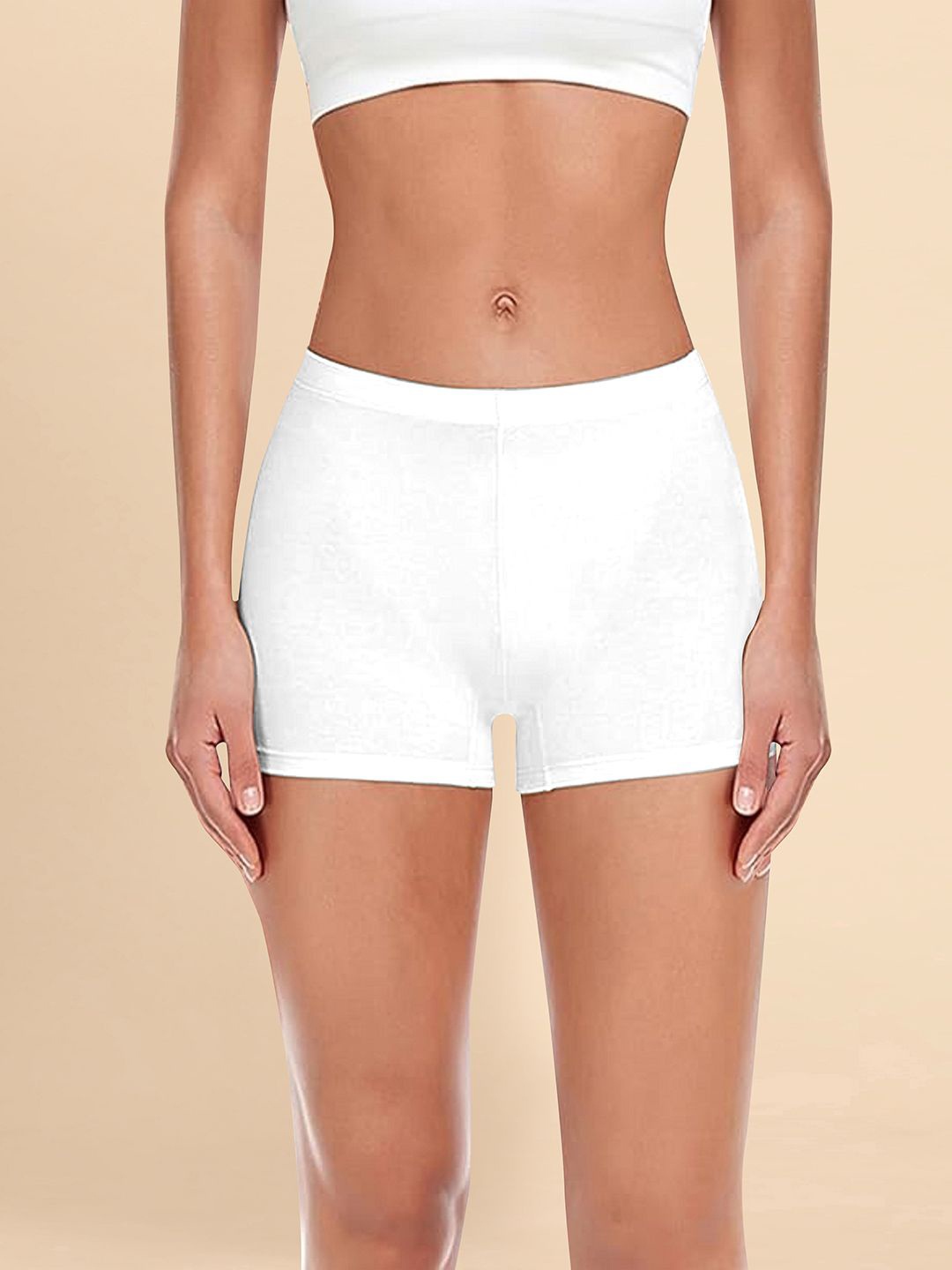 

Trendmalls Women Skinny Fit Training or Gym Sports Shorts, White