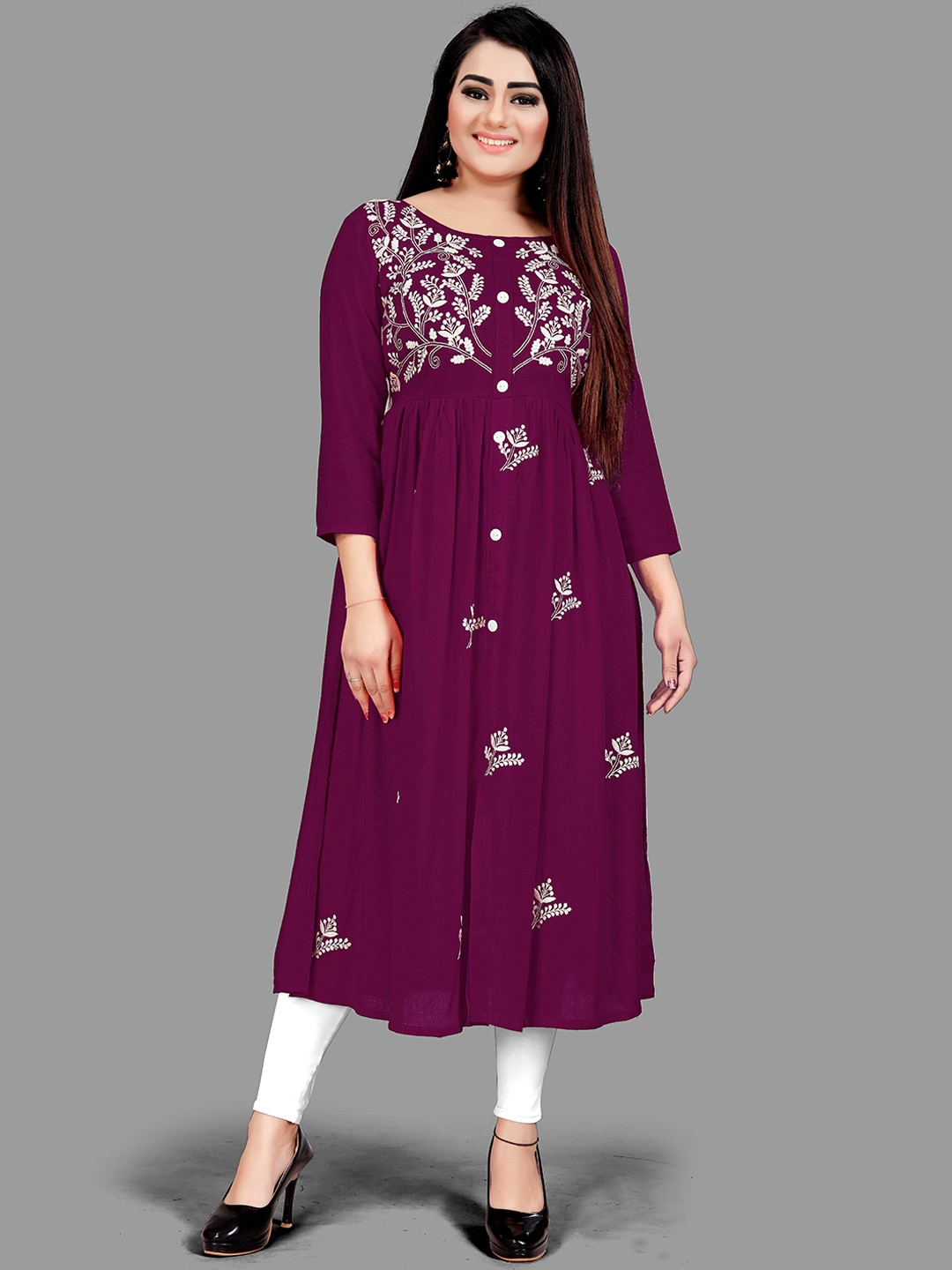 

FANTASY FAB Women Ethnic Motifs Thread Work Kurta, Maroon