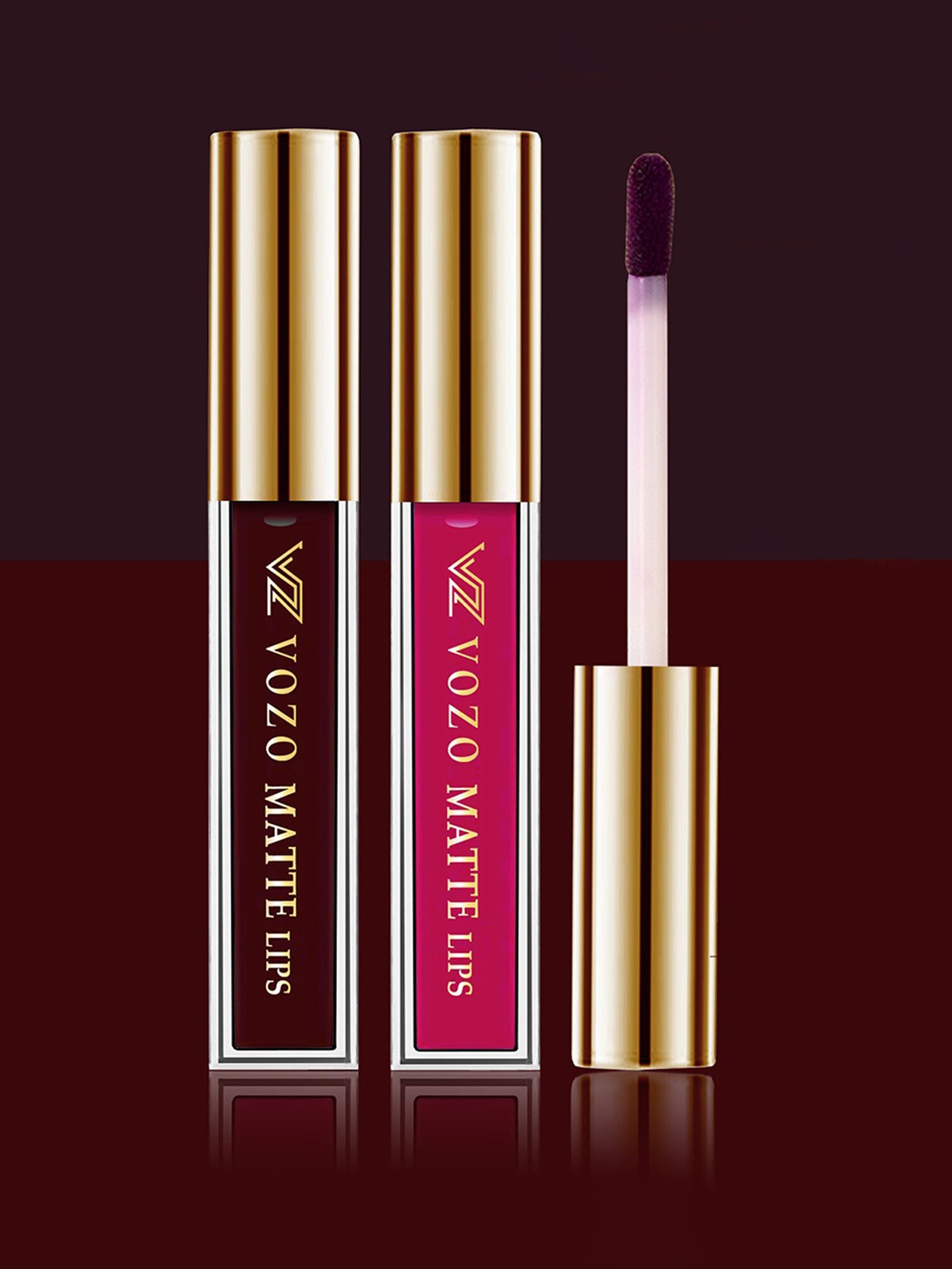 

VOZO Set Of 2 Matte Lips Liquid Lipstick 4 ml Each Shade 102-204, Maroon